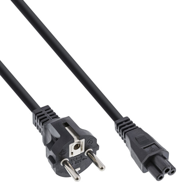 InLine® Netzkabel für Notebook, 3pol Kupplung, schwarz, 2m