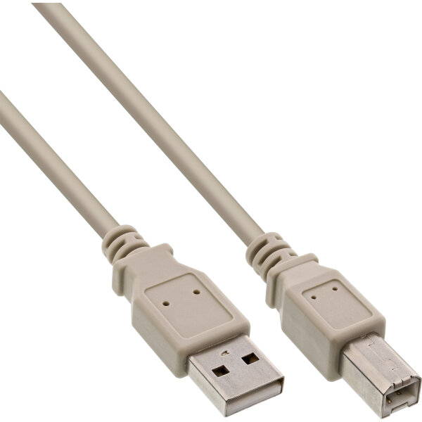 InLine® USB 2.0 Kabel, A an B, beige, 7m