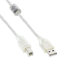 InLine® USB 2.0 Kabel, A an B, transparent, mit...