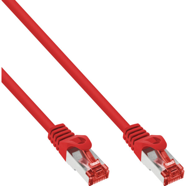 InLine® Patchkabel, S/FTP (PiMf), Cat.6, 250MHz, PVC, Kupfer, rot, 0,3m