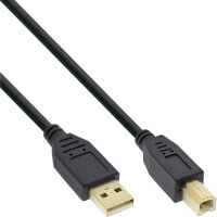 InLine® USB 2.0 Kabel, A an B, schwarz, Kontakte gold, 2m