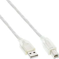 InLine® USB 2.0 Kabel, A an B, transparent, 10m