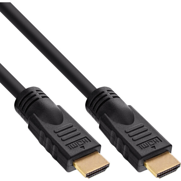 InLine® HDMI Kabel, HDMI-High Speed, Stecker / Stecker, verg. Kontakte, schwarz, 10m