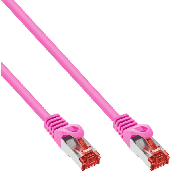 InLine® Patchkabel, S/FTP (PiMf), Cat.6, 250MHz, PVC, Kupfer, pink, 0,3m