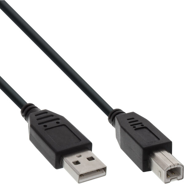 InLine® USB 2.0 Kabel, A an B, schwarz, 1m