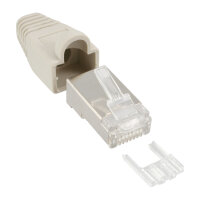 InLine® Crimpstecker RJ45 geschirmt, mit Knickschutz und Einfädelhilfe, 10er Pack,beige