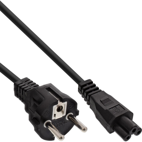 InLine® Netzkabel für Notebook, 3pol Kupplung, schwarz, 1m