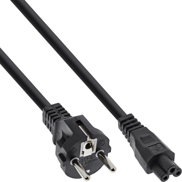 InLine® Netzkabel für Notebook, 3pol Kupplung, schwarz, 0,5m