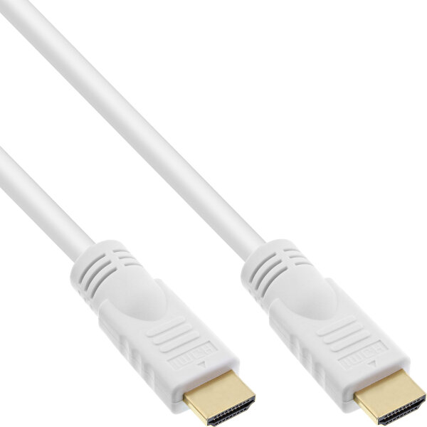 InLine® HDMI Kabel, HDMI-High Speed mit Ethernet, Premium, Stecker / Stecker, weiß / gold, 5m