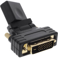 InLine® HDMI-DVI Adapter, HDMI Buchse auf DVI Stecker, flexibler Winkel, vergoldete Kontakte, 4K2K kompatibel