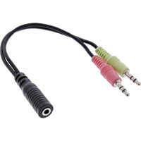 InLine® Audio Headset Adapterkabel, 2x 3,5mm Klinke...