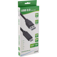 InLine® USB 2.0 Kabel, USB-C Stecker an A Stecker, schwarz, 2m