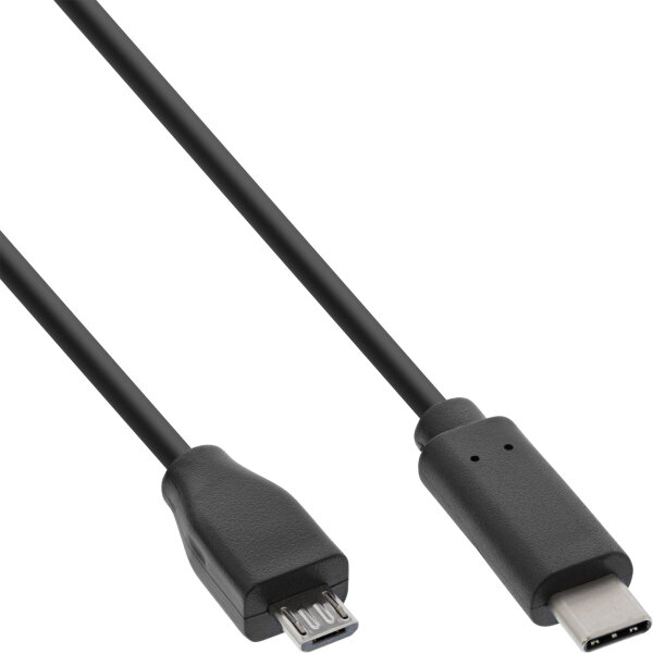 InLine® USB 2.0 Kabel, USB-C Stecker an Micro-B Stecker, schwarz, 2m