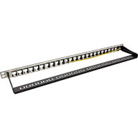 InLine® Patchfeld Cat.6A 24-fach, RJ45 Keystone Leerblech Patchpanel, 48,26cm (19"), 0,5HE, schwarz