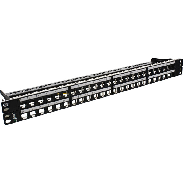 InLine® Patchfeld 48-fach, Leerblech Patchpanel für RJ45 Keystone, 48,26cm (19"), 1HE, schwarz