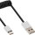 InLine® USB 2.0 Spiralkabel, USB-C Stecker an A Stecker, schwarz/Alu, flexibel, 1m