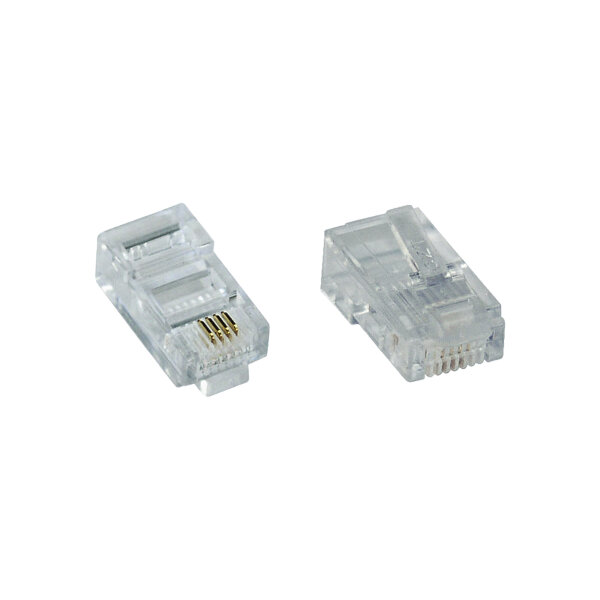 100er Pack InLine® Modularstecker 8P4C RJ45 zum Crimpen auf Flachkabel (ISDN)