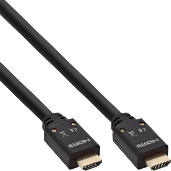 InLine® HDMI Aktiv-Kabel, HDMI-High Speed mit Ethernet, 4K2K, Stecker / Stecker, schwarz / gold, 15m