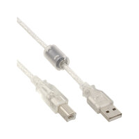 InLine® USB 2.0 Kabel, A an B, transparent, mit...