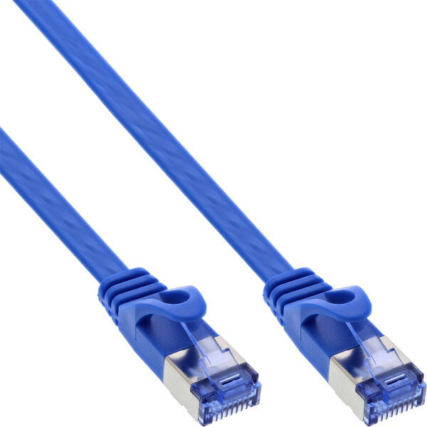 InLine® Patchkabel flach, U/FTP, Cat.6A, blau, 2m