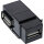 InLine® USB 2.0 Keystone Snap-In Einsatz, USB-A Buchse / Buchse, gewinkelt, schwarz