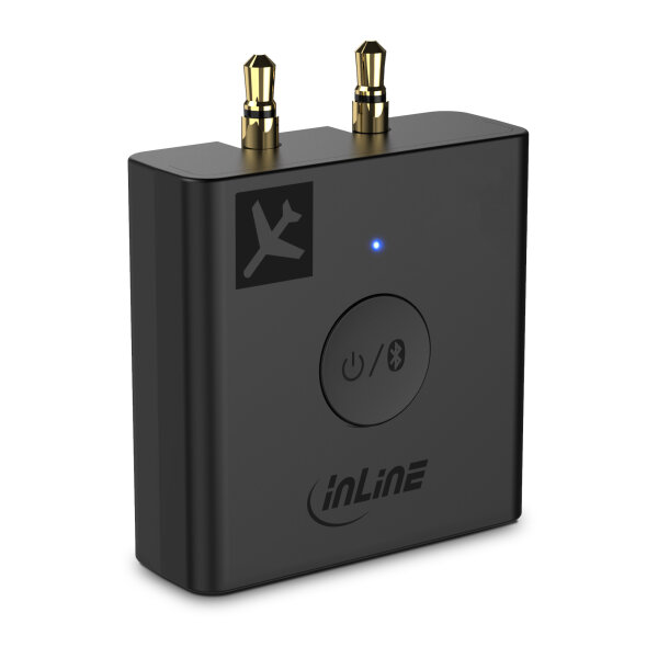 InLine® Flugzeug Bluetooth Audio Transmitter Sender, BT 5.0, aptX HD/LL, Flight Adapter mit Ladecase