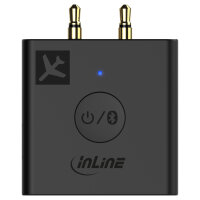 InLine® Flugzeug Bluetooth Audio Transmitter Sender, BT 5.0, aptX HD/LL, Flight Adapter mit Ladecase