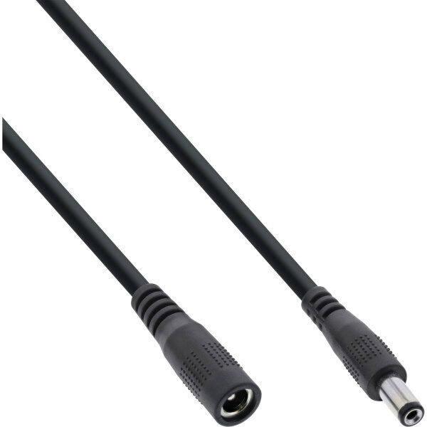 InLine®DC Verlängerungskabel, DC Stecker/Buchse 5,5x2,1mm, schwarz, 3m