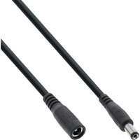 InLine® DC Verlängerungskabel, DC Stecker/Buchse 5,5x2,1mm, schwarz, 5m