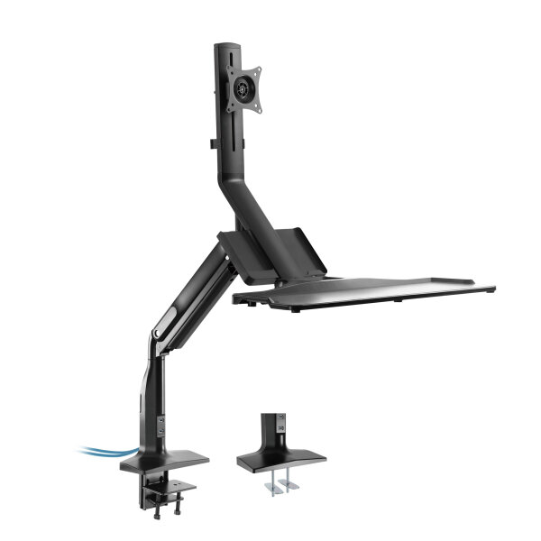 InLine® Workstation-Tischhalterung mit Lifter und USB 3.0, beweglich, für Tastatur, Maus und Monitor bis 81cm (32"), max. 9kg