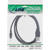 InLine® USB DC Stromadapterkabel, USB A Stecker zu DC 3,5x1,35mm Hohlstecker, schwarz, 1m