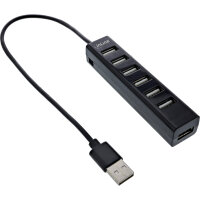 InLine® USB 2.0 Hub, 7 Port, schwarz, mit 1m USB DC...