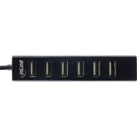 InLine® USB 2.0 Hub, 7 Port, schwarz, mit 1m USB DC Kabel, schwarz