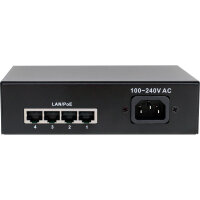 InLine® PoE+ Gigabit Netzwerk Switch 5 Port (4x PoE+), 1Gb/s, Desktop, Metall, lüfterlos