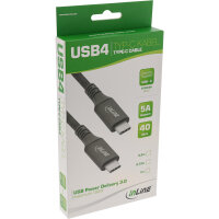 InLine® USB4 Kabel, USB-C Stecker/Stecker, 8K60Hz, schwarz, 1m