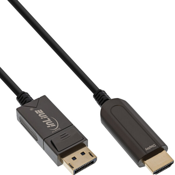 InLine® DisplayPort zu HDMI AOC Konverter Kabel, 4K/60Hz, schwarz, 50m