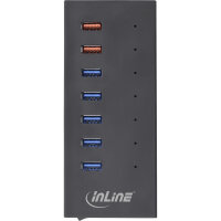 InLine® USB 3.2 Gen.1 Hub, 7 Port, Aluminiumgehäuse, schwarz, mit 2,5A Netzteil