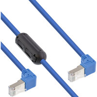 InLine® Patchkabel 2-seitig unten gewinkelt, S/FTP (PiMf), Cat.6, 250MHz, PVC, Kupfer, blau, 1,6m