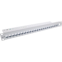 InLine® Patchfeld 24-fach, Keystone Snap-In Leerblech Patchpanel, 48,26cm (19"), 1HE, lichtgrau RAL7035