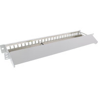 InLine® Patchfeld 24-fach, Keystone Leerblech Patchpanel mit Auszug, 19", 1HE, lichtgrau RAL7035