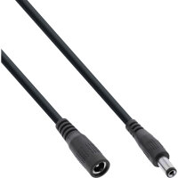 InLine® DC Verlängerungskabel, DC Stecker/Buchse 5,5x2,1mm, AWG 18, schwarz, 0,5m