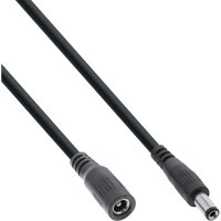 InLine® DC Verlängerungskabel, DC Stecker/Buchse 5,5x2,5mm, AWG 18, schwarz, 1m