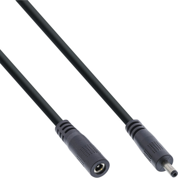 InLine® DC Verlängerungskabel, DC Stecker/Buchse 3,5x1,35mm, AWG 18, schwarz, 2m