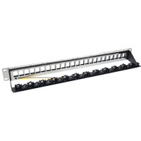 InLine® Patchfeld 24-fach, Keystone Leerblech Patchpanel, 19", 1HE, schwarz RAL9005