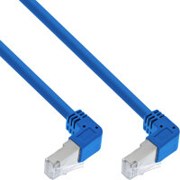 InLine® Patchkabel 2-seitig unten gewinkelt, S/FTP (PiMf), Cat.6, 250MHz, PVC, Kupfer, blau, 3,43m