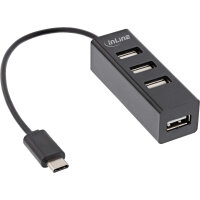 InLine® USB 2.0 Hub, USB-C, 4 Port, schwarz, Kabel...