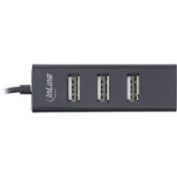 InLine® USB 2.0 Hub, USB-C, 4 Port, schwarz, Kabel 15cm, schmale Bauform