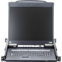 ATEN CL5708IN 8-port KVM over IP Switch Slideaway-Konsole mit 19"-Display, USB, PS/2, VGA, DE-Layout