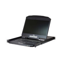 ATEN CL3116NX KVM-Switch 16-fach, PS/2-USB VGA Single Rail 18,5" LCD KVM Switch mit kurzer Tiefe, DE-Layout