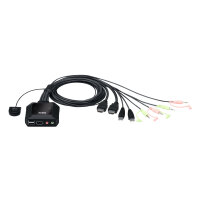 ATEN CS22H KVM-Switch 2-fach, HDMI 4K, USB, Audio, integrierte Kabel